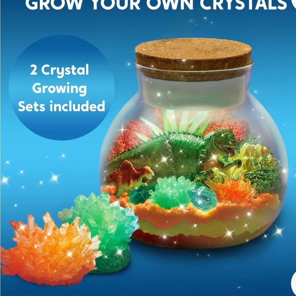 Dinosaur Crystal Terrarium - Green and Orange